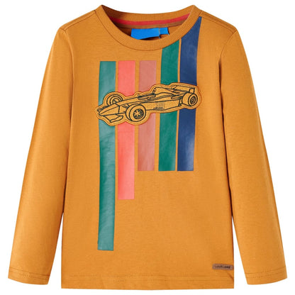 Kids' T-shirt with Long Sleeves Dark Ochre 104