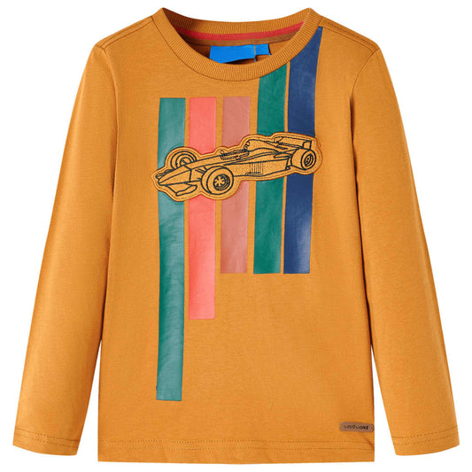 Kids' T-shirt with Long Sleeves Dark Ochre 116