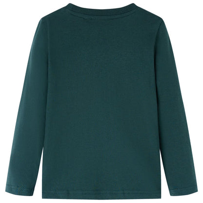 Kids' T-shirt with Long Sleeves Dark Green 92