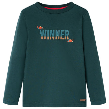 Kids' T-shirt with Long Sleeves Dark Green 140