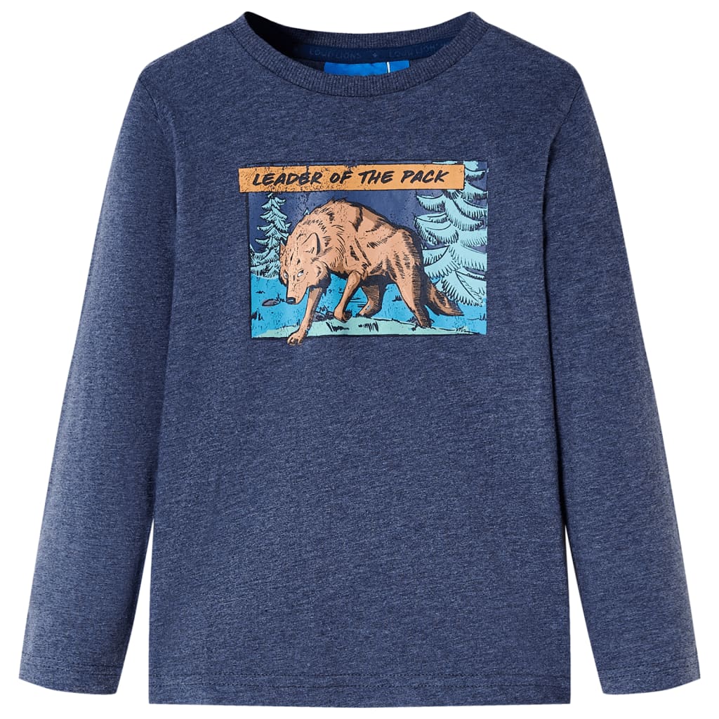 Kids' T-shirt with Long Sleeves Dark Blue Melange 104