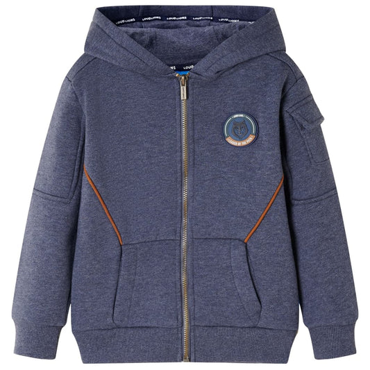 Kids' Hooded Sweatshirt with Zip Dark Blue Melange 92