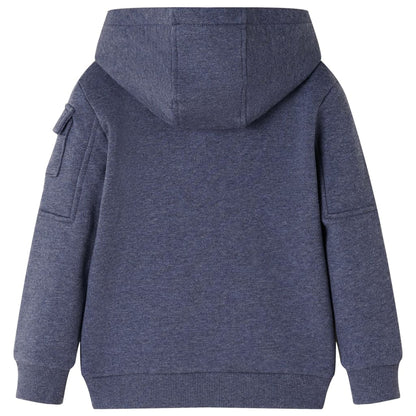 Kids' Hooded Sweatshirt with Zip Dark Blue Melange 92