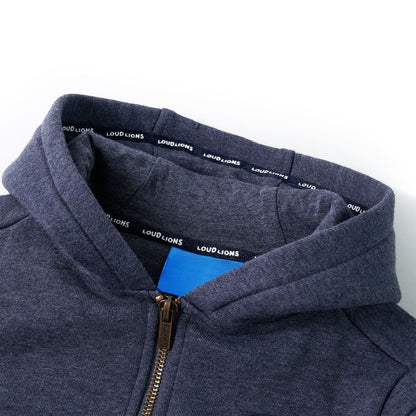 Kids' Hooded Sweatshirt with Zip Dark Blue Melange 92