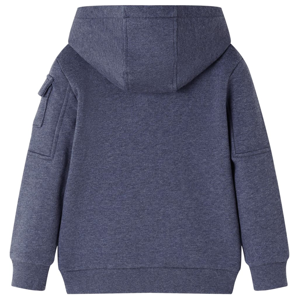 Kids' Hooded Sweatshirt with Zip Dark Blue Melange 104