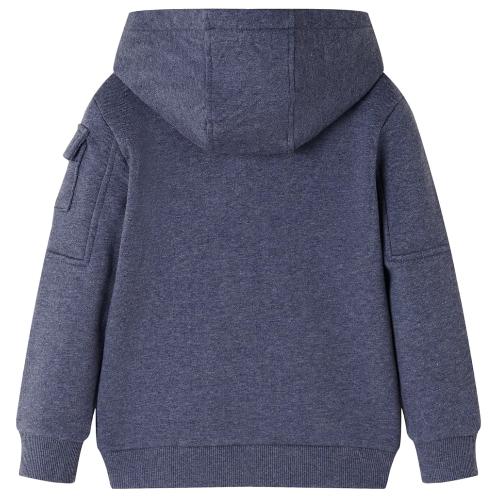 Kids' Hooded Sweatshirt with Zip Dark Blue Melange 116