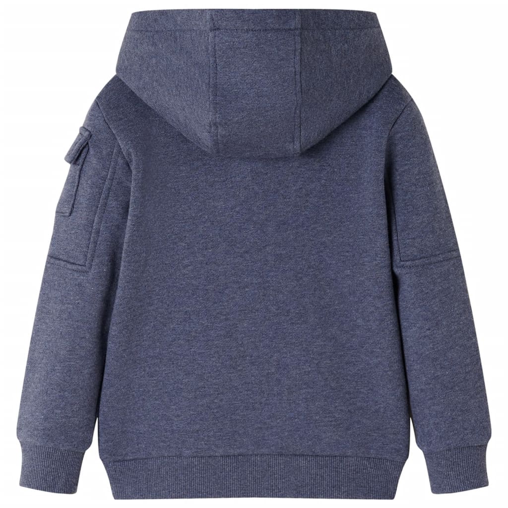 Kids' Hooded Sweatshirt with Zip Dark Blue Melange 128