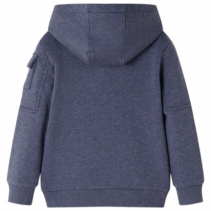 Kids' Hooded Sweatshirt with Zip Dark Blue Melange 140