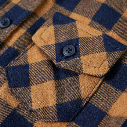 Kids' Plaid Shirt Cognac and Blue 92