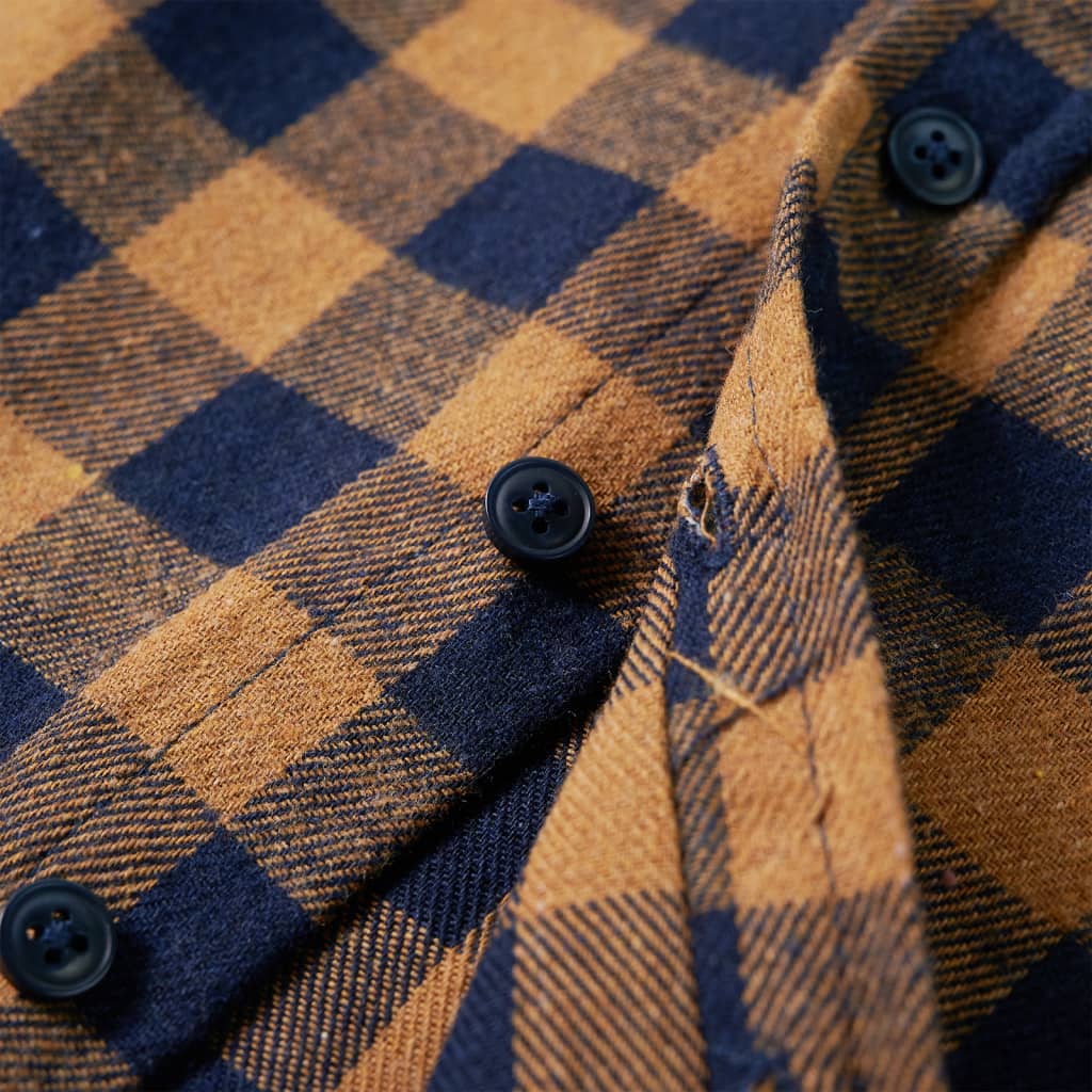 Kids' Plaid Shirt Cognac and Blue 92