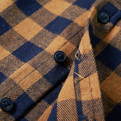 Kids' Plaid Shirt Cognac and Blue 128