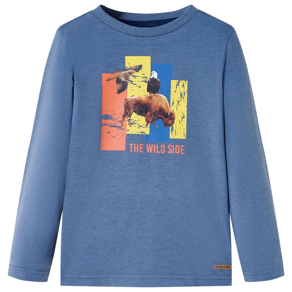 Kids' T-shirt with Long Sleeves Blue Melange 104