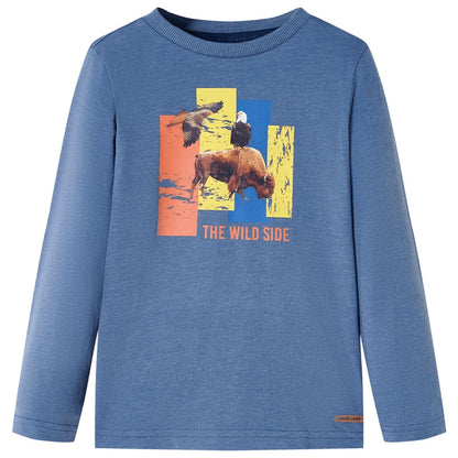 Kids' T-shirt with Long Sleeves Blue Melange 116