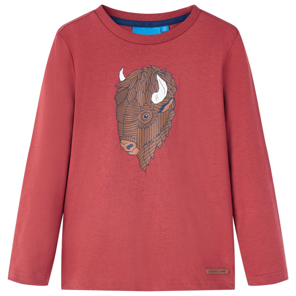 Kids' T-shirt with Long Sleeves Burnt Red 92