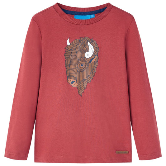 Kids' T-shirt with Long Sleeves Burnt Red 92