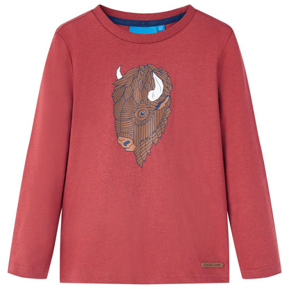 Kids' T-shirt with Long Sleeves Burnt Red 128