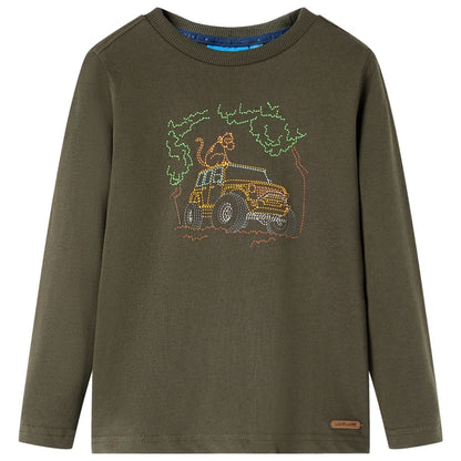 Kids' T-shirt with Long Sleeves Khaki 92