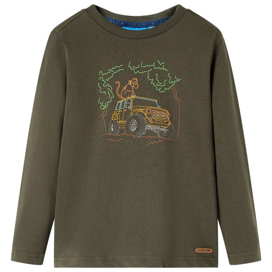 Kids' T-shirt with Long Sleeves Khaki 92