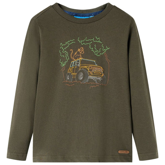 Kids' T-shirt with Long Sleeves Khaki 128