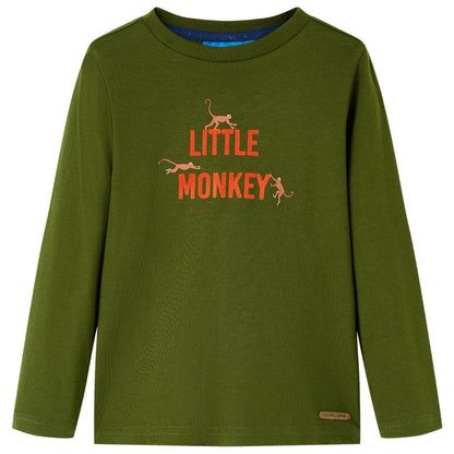 Kids' T-shirt with Long Sleeves Dark Khaki 92