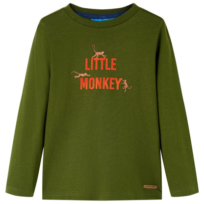 Kids' T-shirt with Long Sleeves Dark Khaki 128