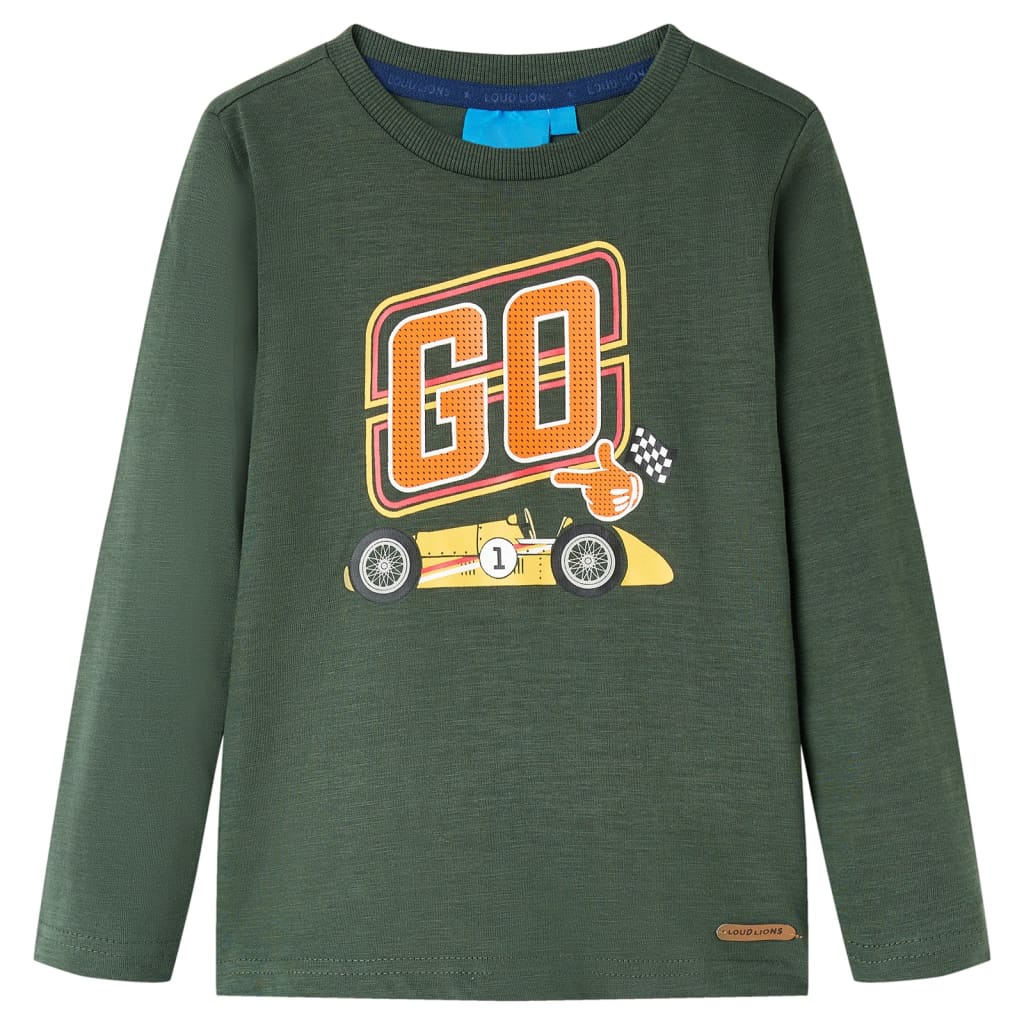 Kids' T-shirt with Long Sleeves Dark Green 92