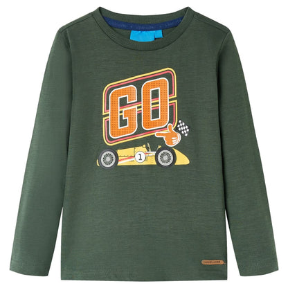 Kids' T-shirt with Long Sleeves Dark Green 128