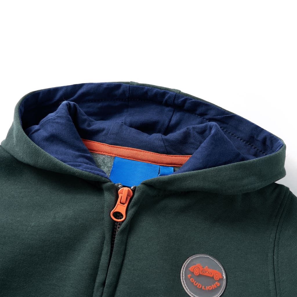 Kids' Hooded Sweatshirt with Zip Dark Green 116