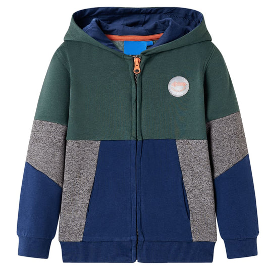 Kids' Hooded Sweatshirt with Zip Dark Green 128