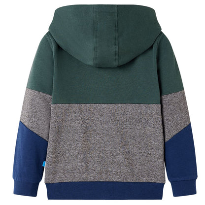 Kids' Hooded Sweatshirt with Zip Dark Green 128