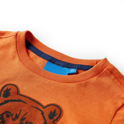 Kids' T-shirt with Long Sleeves Dark Orange 92