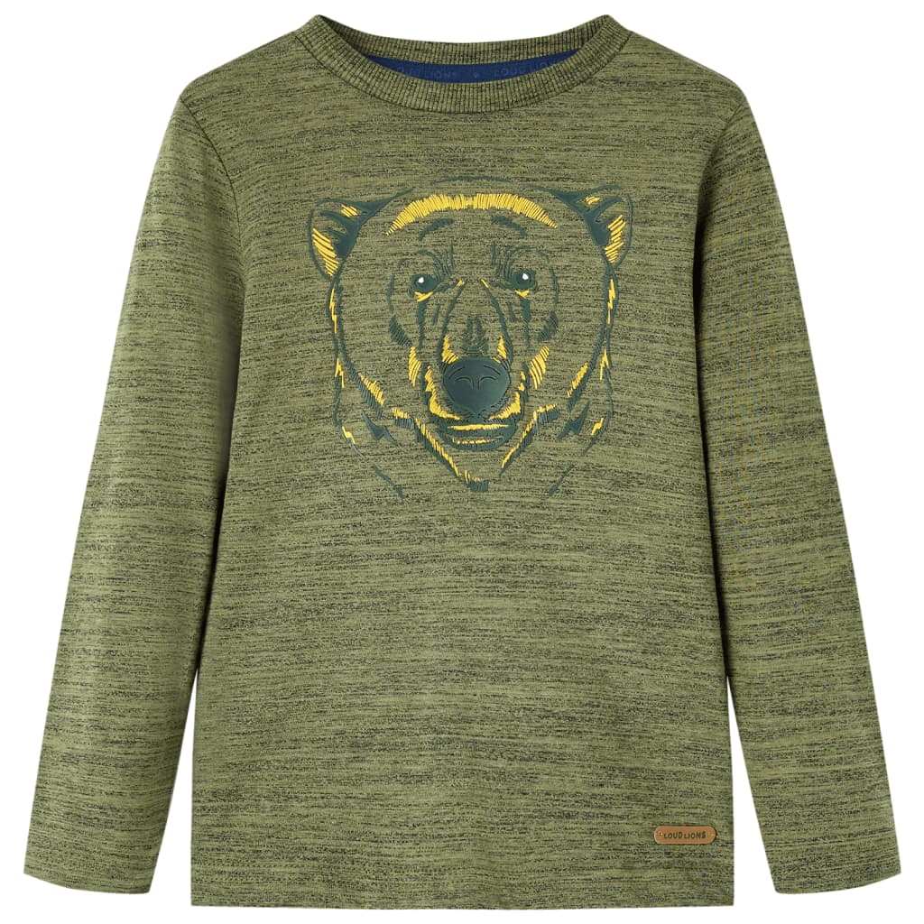 Kids' T-shirt with Long Sleeves Khaki Melange 92