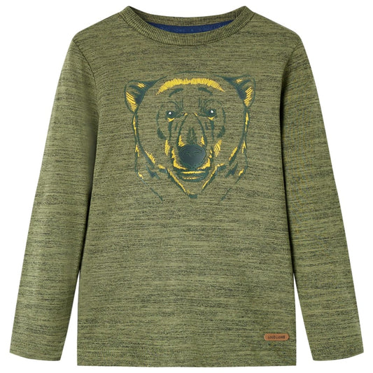 Kids' T-shirt with Long Sleeves Khaki Melange 104