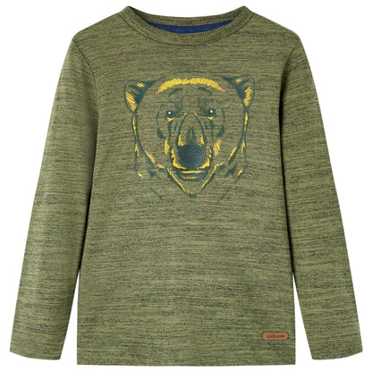 Kids' T-shirt with Long Sleeves Khaki Melange 116