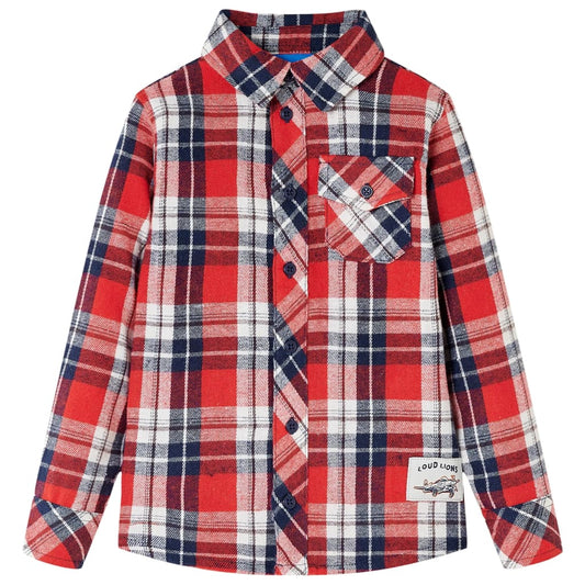 Kids' Plaid Shirt Red and Navy 104