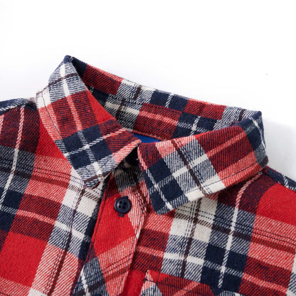 Kids' Plaid Shirt Red and Navy 104