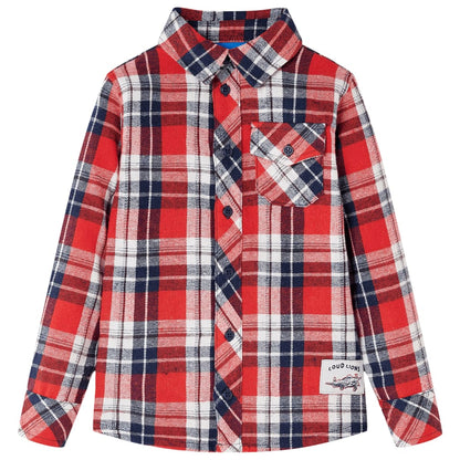 Kids' Plaid Shirt Red and Navy 116