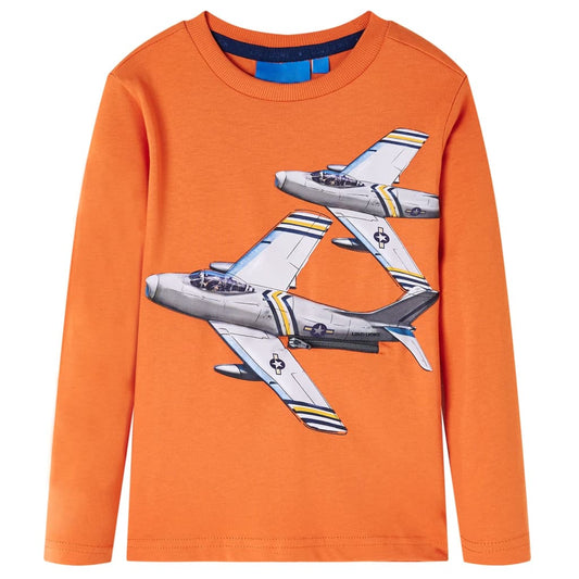 Kids' T-shirt with Long Sleeves Dark Orange 92