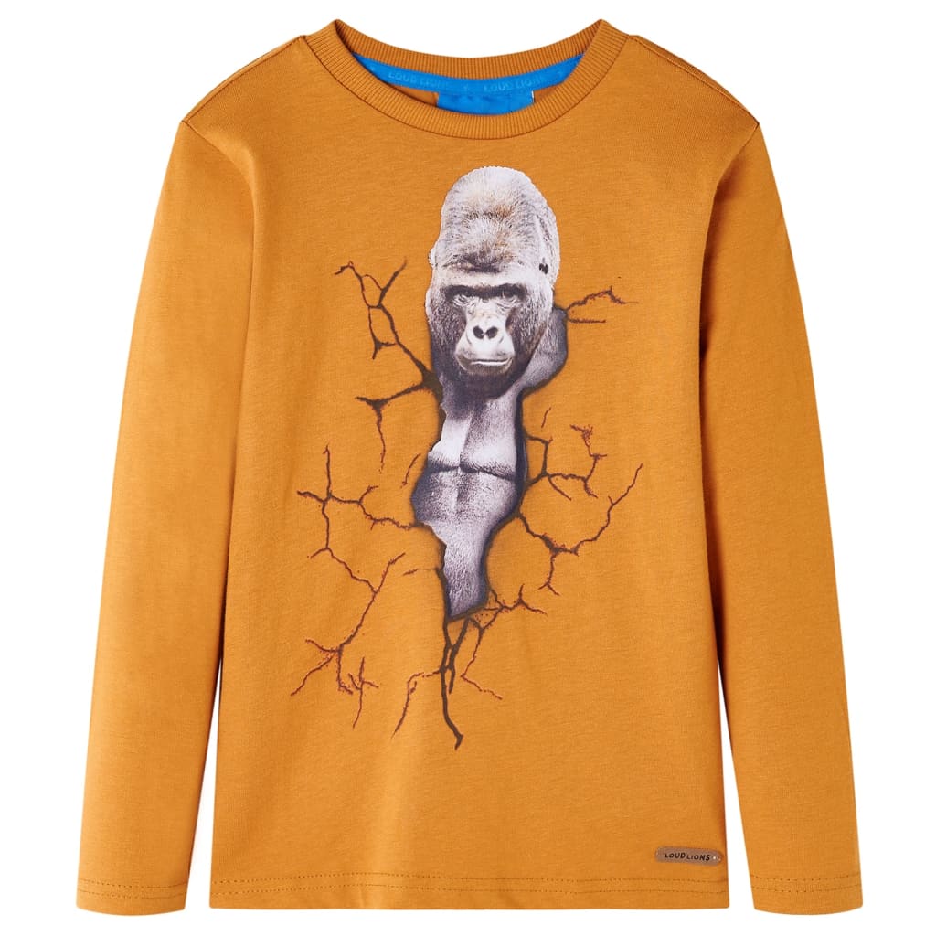 Kids' T-shirt with Long Sleeves Dark Ochre 92