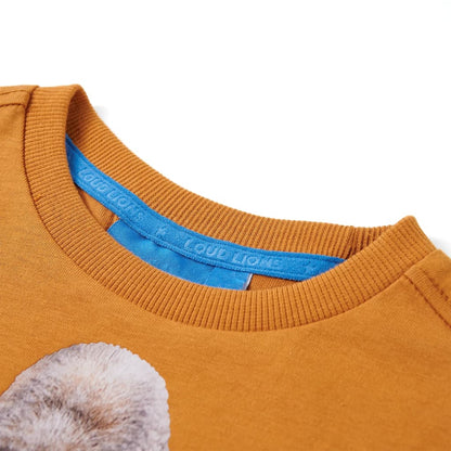 Kids' T-shirt with Long Sleeves Dark Ochre 104