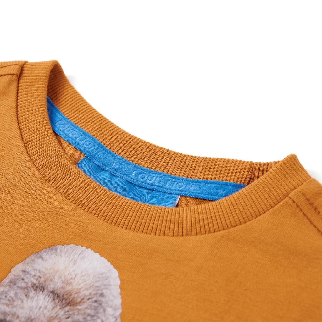 Kids' T-shirt with Long Sleeves Dark Ochre 140