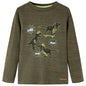 Kids' T-shirt with Long Sleeves Dark Khaki Melange 92