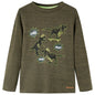 Kids' T-shirt with Long Sleeves Dark Khaki Melange 116