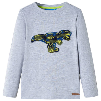 Kids' T-shirt with Long Sleeves Grey Melange 104