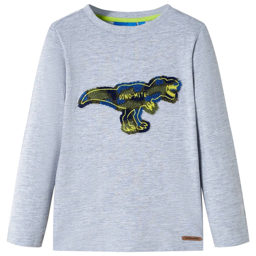 Kids' T-shirt with Long Sleeves Grey Melange 116