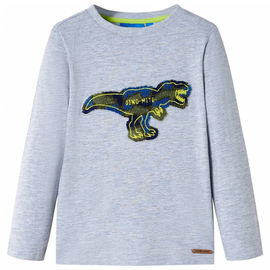 Kids' T-shirt with Long Sleeves Grey Melange 140