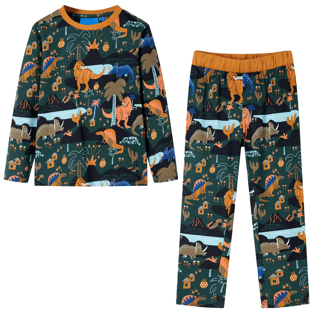 Kids' Pyjamas with Long Sleeves Dark Green 116