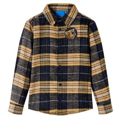 Kids' Plaid Shirt Yellow and Black 92