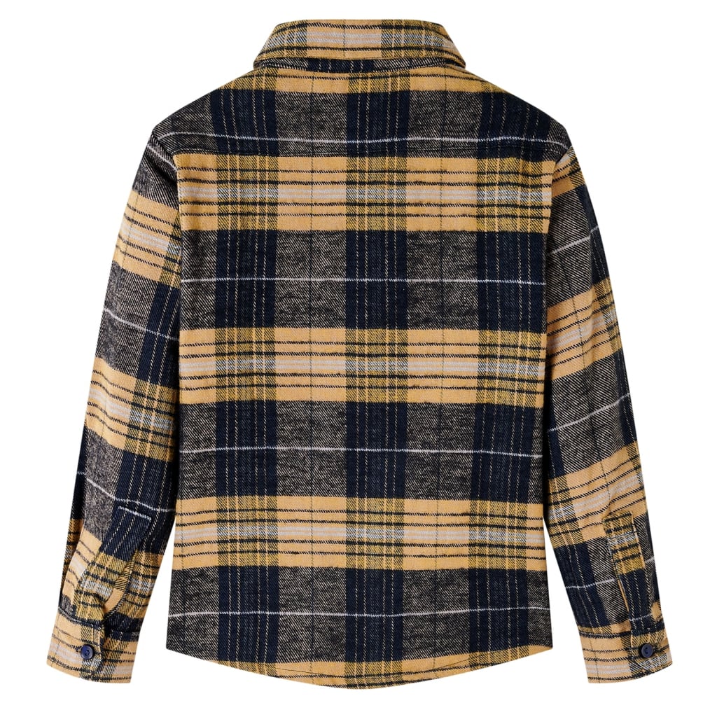 Kids' Plaid Shirt Yellow and Black 140