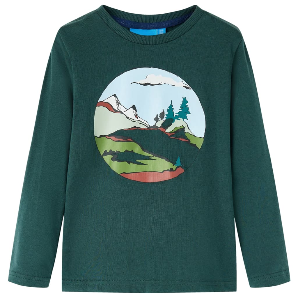 Kids' T-shirt with Long Sleeves Dark Green 104